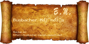 Busbacher Ménás névjegykártya